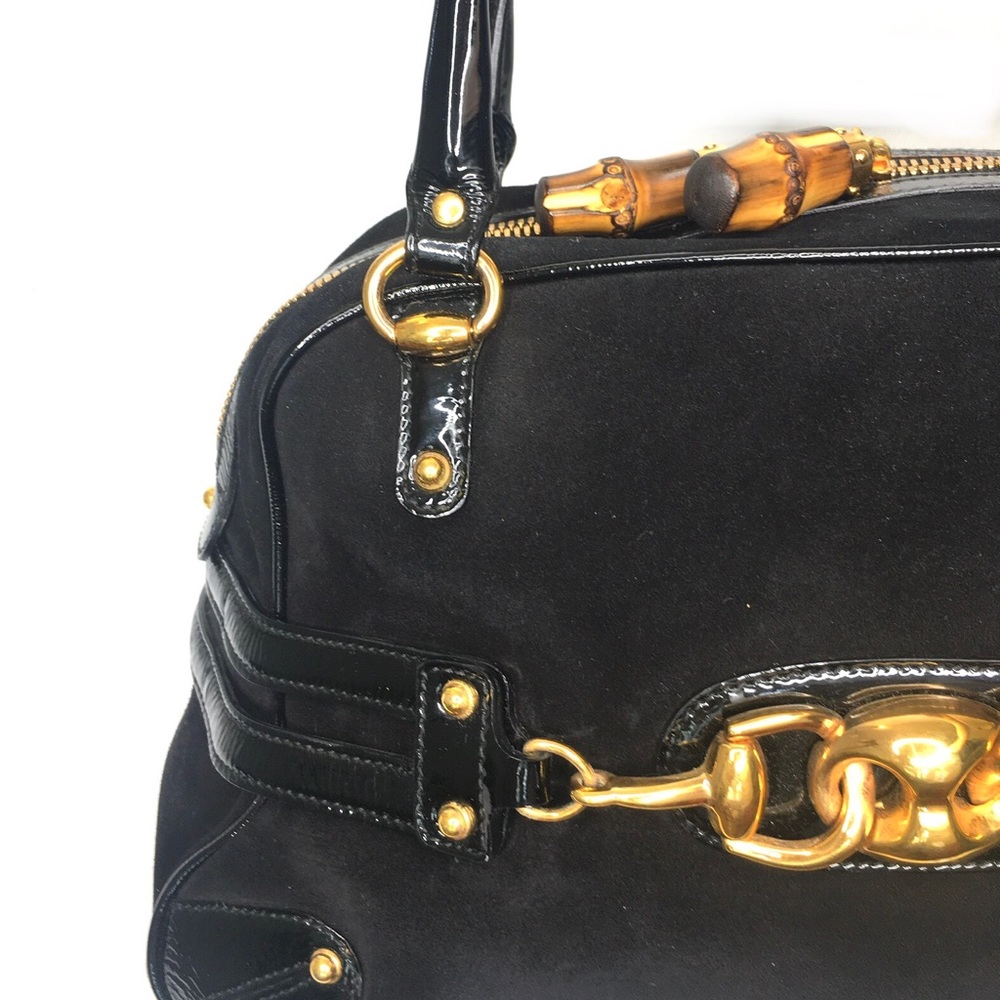 Gucci Black Suede Shoulder Bag with Gold Hardware - Picture 16 of 16